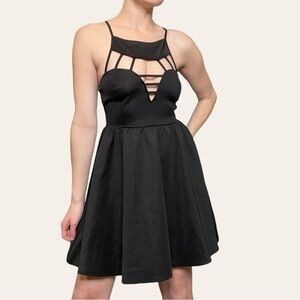 Reverse Cut Out Black Flare Dress 💕